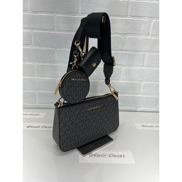 Michael Kors crossbody tech attach adjustable strap coin purse airpod case black - Picture 2 of 9